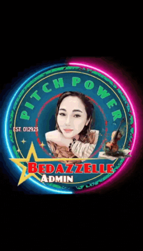 a pitch power logo with a woman 's face in the center