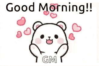 a cartoon of a teddy bear saying `` good morning ! ''
