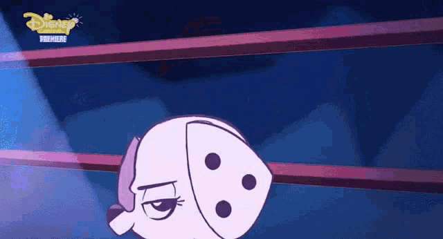 a dalmatian with a purple collar and a disney logo on the bottom right