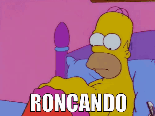 a cartoon of homer simpson laying in bed with the word roncando written below him
