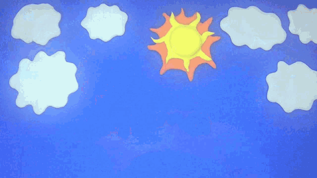 a blue background with a rainbow and the word felicidades