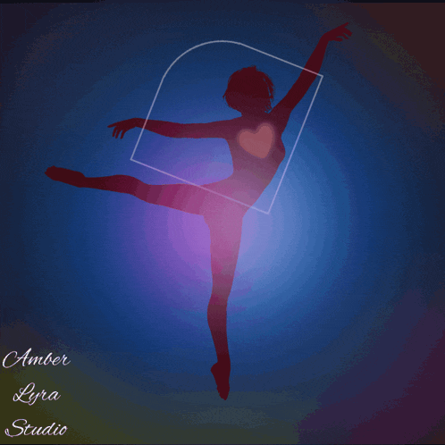 a silhouette of a ballerina with the name amber lyra studio
