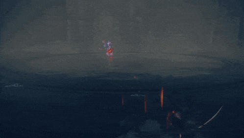 a person is standing in a dark room with a glowing light behind them