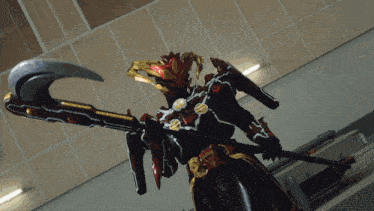 a man in a costume is fighting another man in a costume