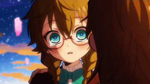 a girl with braids and glasses is crying while another girl looks on
