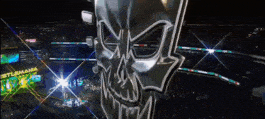 a skull is displayed in front of a sign that says ' wrestling '