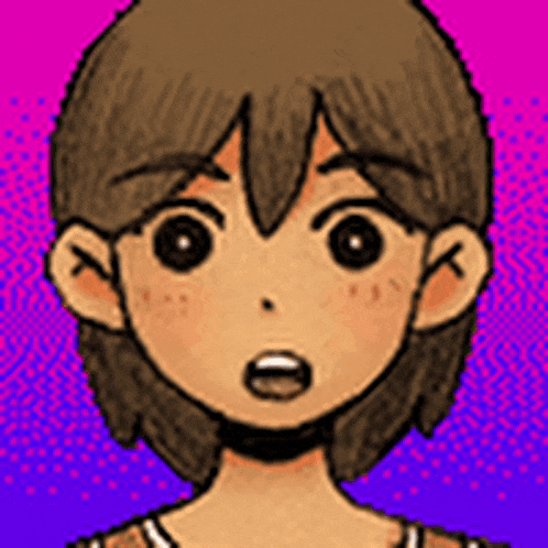 a cartoon character with brown hair and a surprised look on her face .