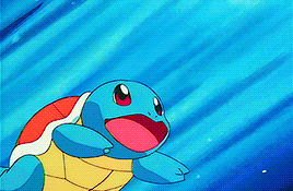 a cartoon squirtle is swimming in the ocean