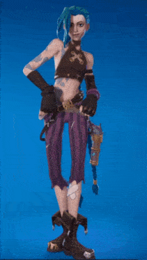 a cartoon character with blue hair and braids is standing on a blue background