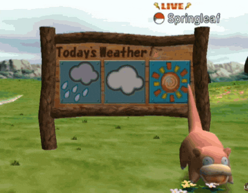 a sign that says today 's weather is in a game