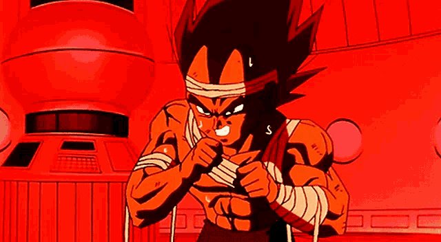 a cartoon character with a bandage on his head is standing in a room .