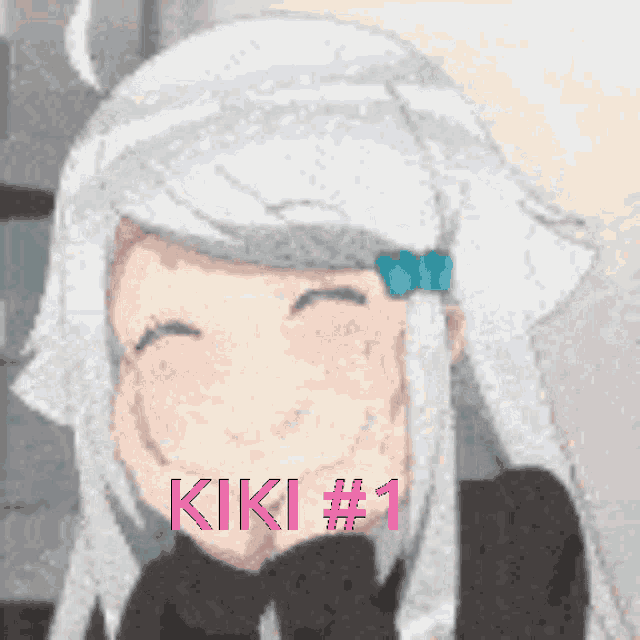 a pixel art drawing of a girl with the words kiki # 1 on the bottom