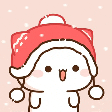 a cartoon character wearing a red santa hat with ears