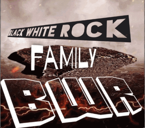 a poster that says black white rock family blur
