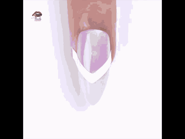 a person is painting a purple nail with a brush