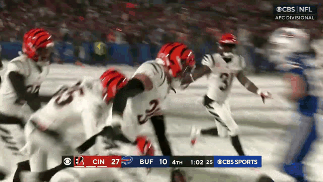 a football game between the cincinnati bengals and the buffalo bills is being shown on cbs