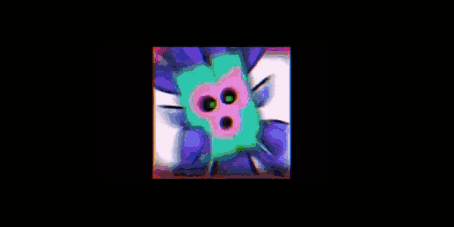 a cartoon drawing of a skull with a pink and green face