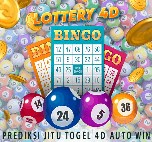 a poster for lottery 4d bingo with a bunch of balls