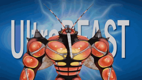a blue background with the word ultrabeast in white