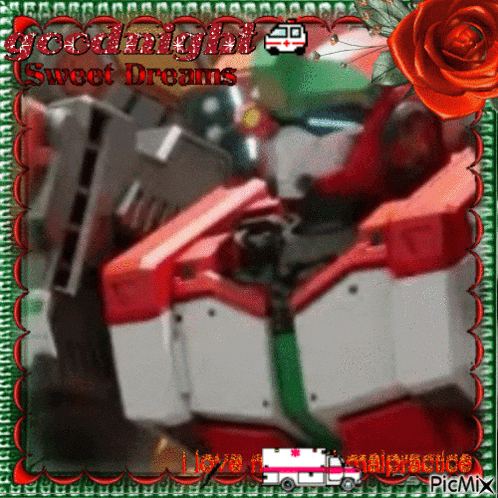 a picture of a robot with the words goodnight sweet dreams written on it