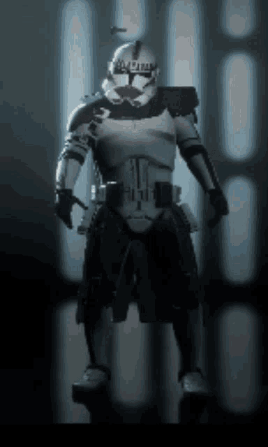 a clone trooper with a helmet that says captain on it