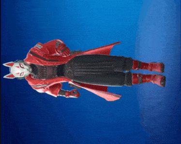 a cartoon character in a red coat and gloves is floating in the air