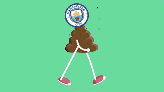 a cartoon drawing of a pile of poop that says manchester city on it