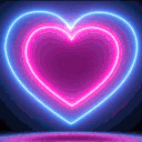 a neon heart is glowing in the dark on a blue and purple background .