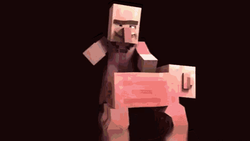 a minecraft character is riding on the back of a pink pig .