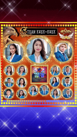 a team kwek-kwek poster with a picture of a woman in the middle