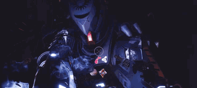 a video game character is holding a gun with a sticker that says ' a ' on it