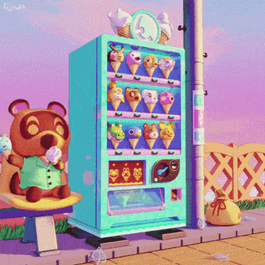 Animal Crossing Ice Cream GIF - Animal Crossing Ice Cream Vending Machine GIFs