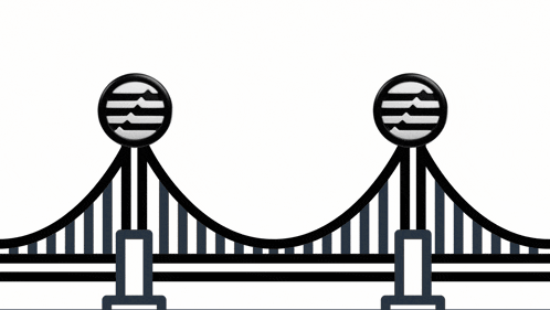 a cartoon illustration of a bridge with various coins on it