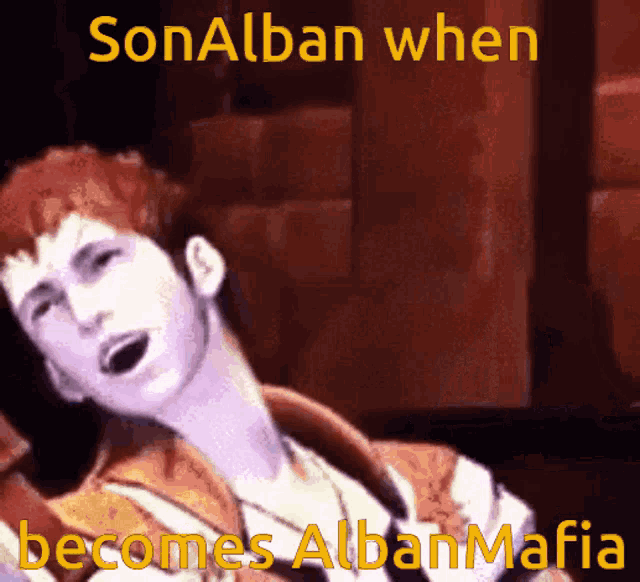 sonalban when becomes albanmafia is written on a picture of a man singing