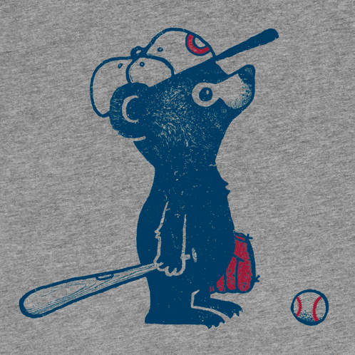 a cartoon of a bear holding a baseball bat