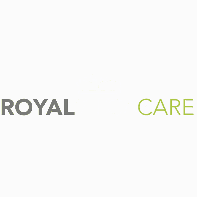 a logo for royalcare hospital de transicao with a crown on it