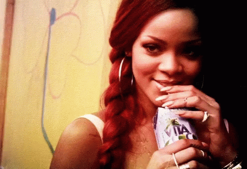 Rihanna Drinking GIF - Rihanna Drinking Smile GIFs