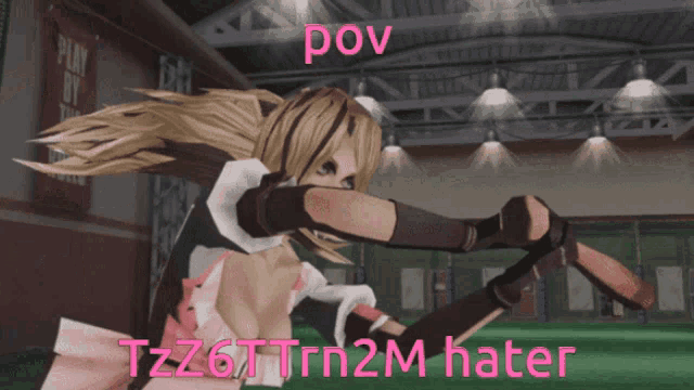 a picture of a girl with the words pov tzz6ttn2m hater on the bottom