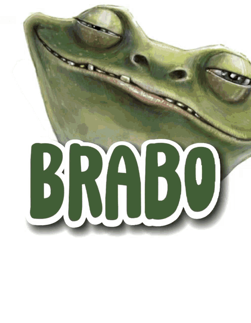 a picture of a frog with the word brabo behind it