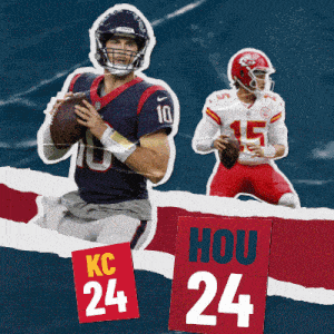 a collage of two football players one from kc and the other from hou