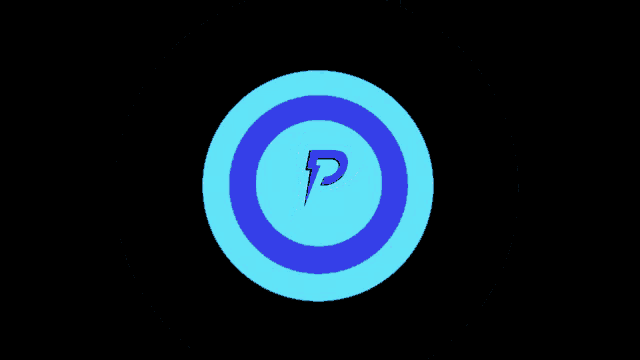 a blue circle with a letter p in the center