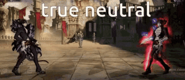 a screenshot of a video game with the words true neutral above it