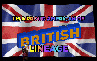 a british flag with the words " i 'm a proud american of british lineage " on it