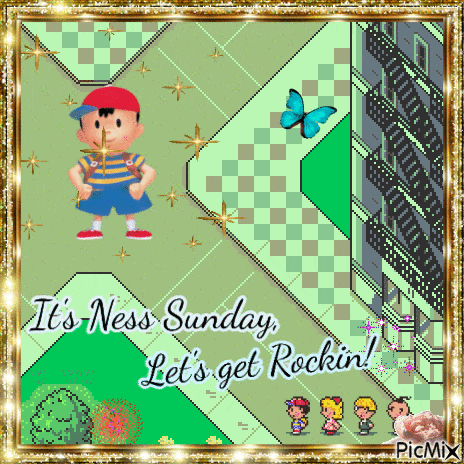 a greeting card that says " it 's ness sunday let 's get rockin ' "
