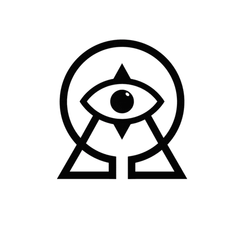 a logo for the omega team with a circle and triangles