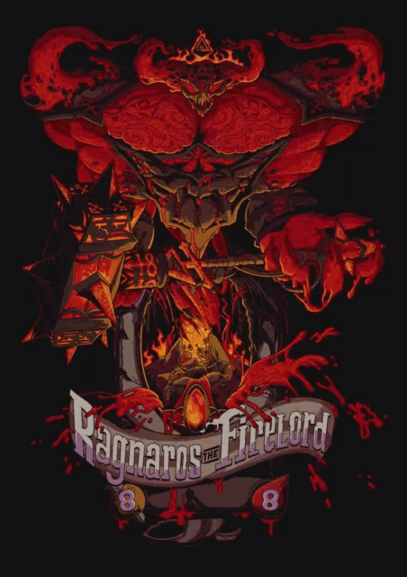 a painting of a demon with the number 8 on the bottom