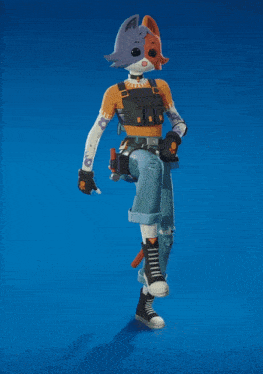 a cartoon character with a cat 's head is holding a gun in a video game