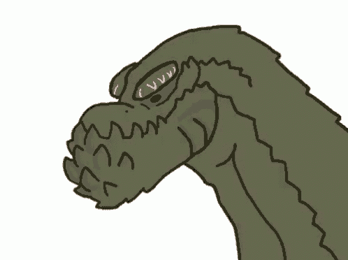 a cartoon drawing of a crocodile with its mouth open and sharp teeth .