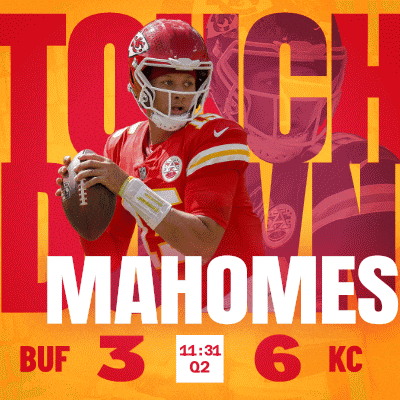 a poster for the kansas city chiefs showing a player holding a football