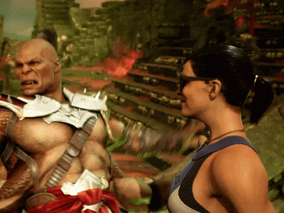 a woman wearing sunglasses is standing next to a man in a video game